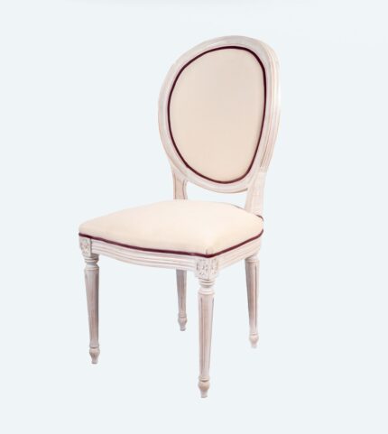 CHAISE MÉDAILLON PATINÉE BLANC